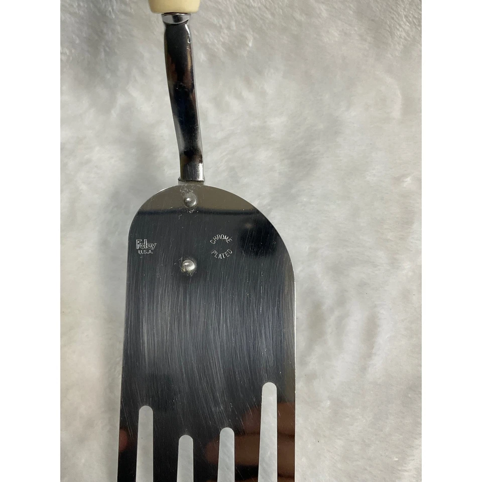 Vintage Foley Slotted Spatula Turner Kitchen Utensil Chrome Plated USA Cooking - Image 3 of 3