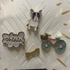 Lot of 4 Tiny Stories Enamel Lapel Pins Set Puppy Dog Bone Bicycle Bike Oh La La — photo 1