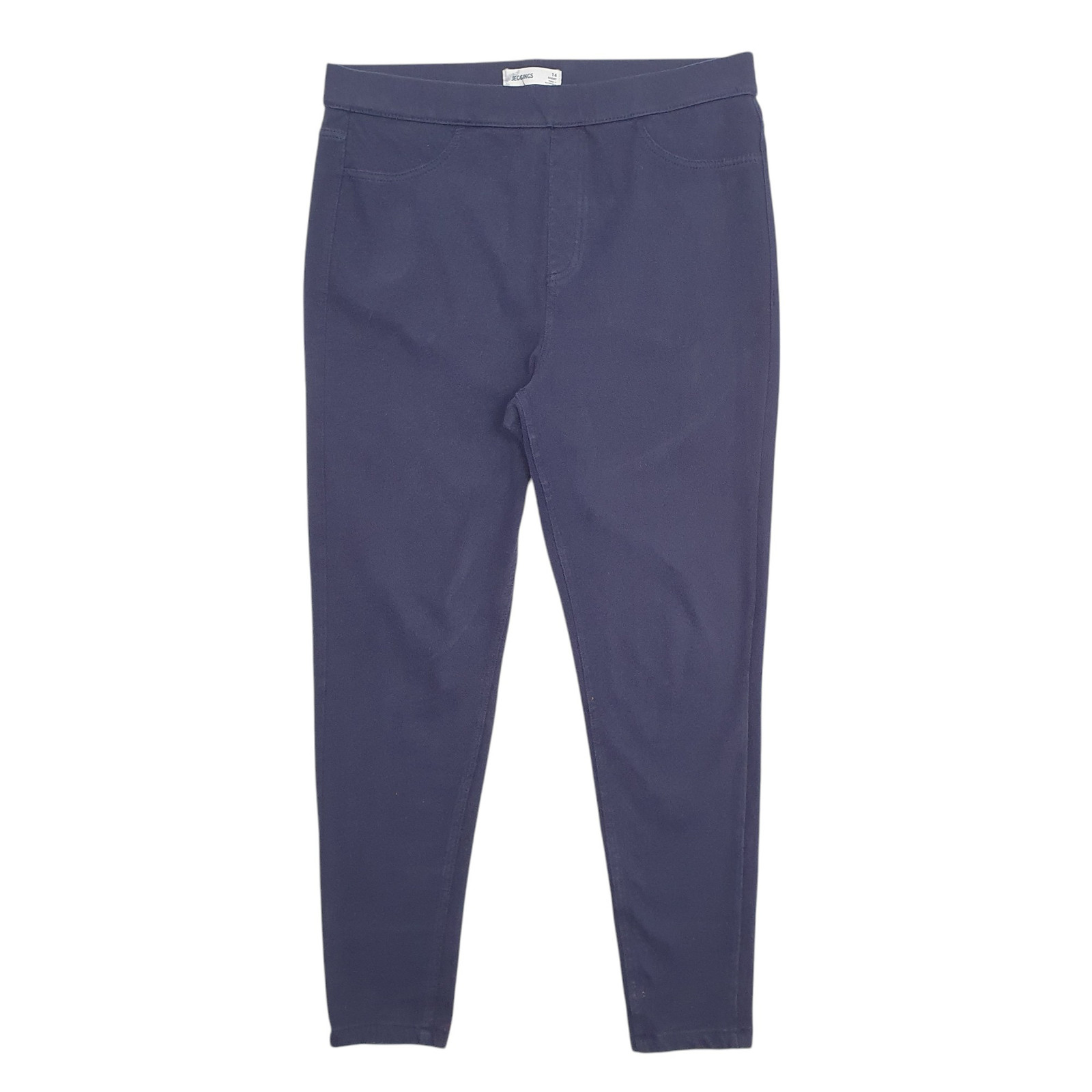 M&S Jeggings Jogger Trousers Cotton Blend Navy Womens  14