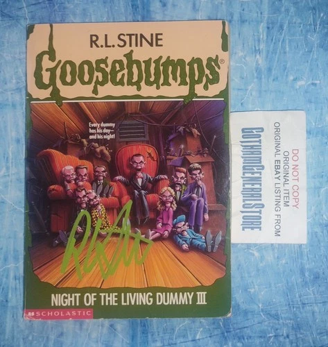 RL Stine Hand Signed Goosebumps Book COA Night Of The Living Dummy NO US TARIFF