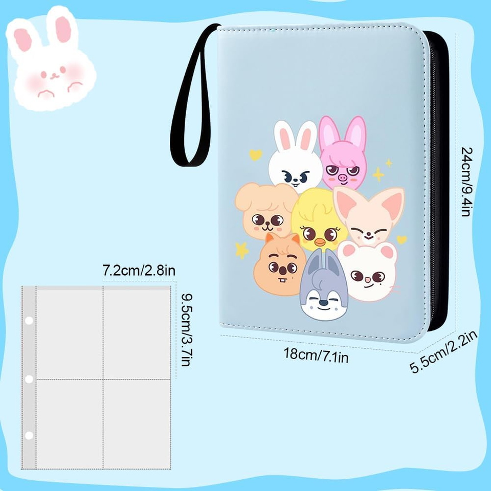Stray Kids Photocard Binder – SKZoo Design, 400 Taschen, 24,5x18x5 Cm, Leder-Optik, Inkl. Armband, Für STAY-Fans