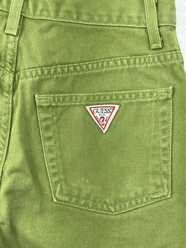 Pantaloncini denim donna GUESS vintage anni 90 verde TG 26 made in USA -rari- bottoni mosca usati in ottime condizioni