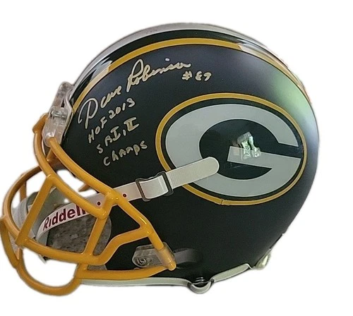GREEN BAY PACKERS SIGNED AUTHENTIC  FS HELMET DAVE ROBINSON & COBB JSA AUC LTTR