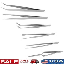 6-Piece Stainless Steel Fine Point Tweezers Set Crafting Precision Tools New
