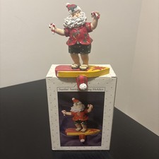 Scott's Surfin' Santa Stocking Holder Surfboard Carol Eldridge Vintage Decor