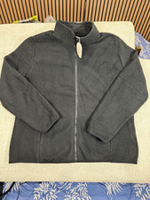 Men  s 2XL Black Full Zip Fleece Jacket Stand-Up Collar Pockets Solid