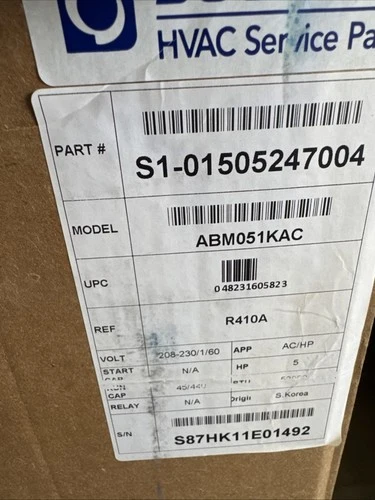 5 Ton Two-Stage AC Scroll Compressor, 208-230/60/1, R-410A 52000btu