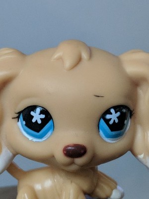 Authentic LPS #748 Cocker Spaniel Blonde Dog Blue Flower Eyes | eBay