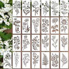 25Pcs Wildflower Stencils Flower Leaf Painting Stencils Botanical Flower