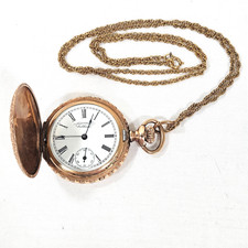 Antique American Waltham Pocket Watch Gold Filled C.W.C.CO Case Works! Engraved