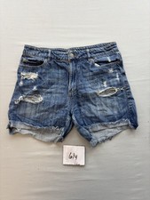 GARAGE Womens Blue Distressed Boyfriend Denim Shorts Size 5 Ripped Frayed Hem