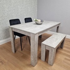 Dining Table with 2 Velvet Chairs and 1 Stone Grey Bench Dining Room Furniture