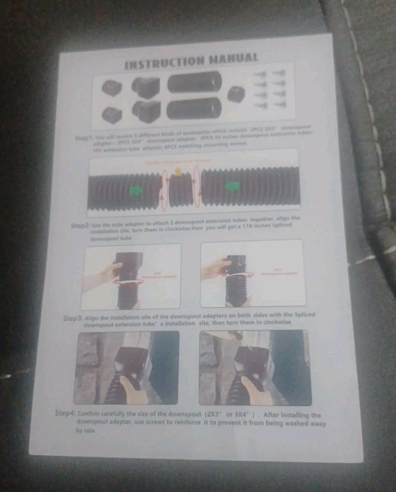 2 Pack Expandable Flex Drain Downspout Extension 21-59″ Rain Pipe Spout Gutter - Image 2 of 3