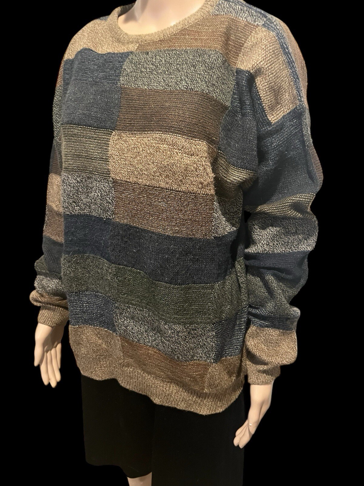 Brown Cabincore Grandpa core Patchwork Sweater Me… - image 2
