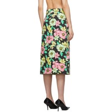 Balenciaga 2019 ALTERED Floral Print Denim A-lIne Midi Skirt sz 38/L