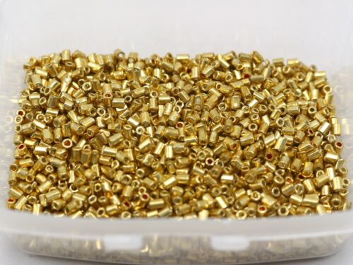 5000 Gold Metallic Glass Tube Bugle Beads 2X2mm + Storage Box - Picture 2 of 3