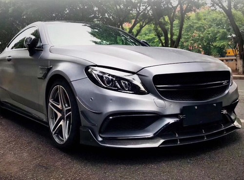Aletas de parachoques delanteras Canards fibra de carbono para MB C-Class W205 C63 AMG 15-21 - Imagen 2 de 18