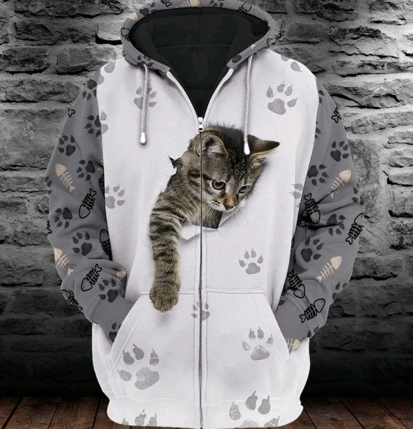 Cat zipper hoodie hot sale