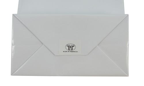 Large White Glossy Drawstring Gift Bags with Tags for Shops Parties Weddings - Picture 5 of 7