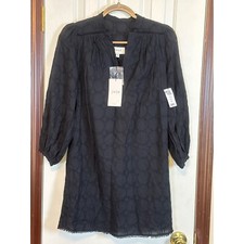 Joie Caviar Eyelet Dress Tunic Mini Black Long Sleeve XXS