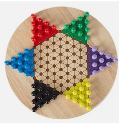 Chinese Checkers Game Set with 11 inch Wooden Board and Traditional Pegs, Gam...