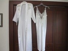 Vintage California Dynasty Ivory Satin Nightgown With matching Robe Medium