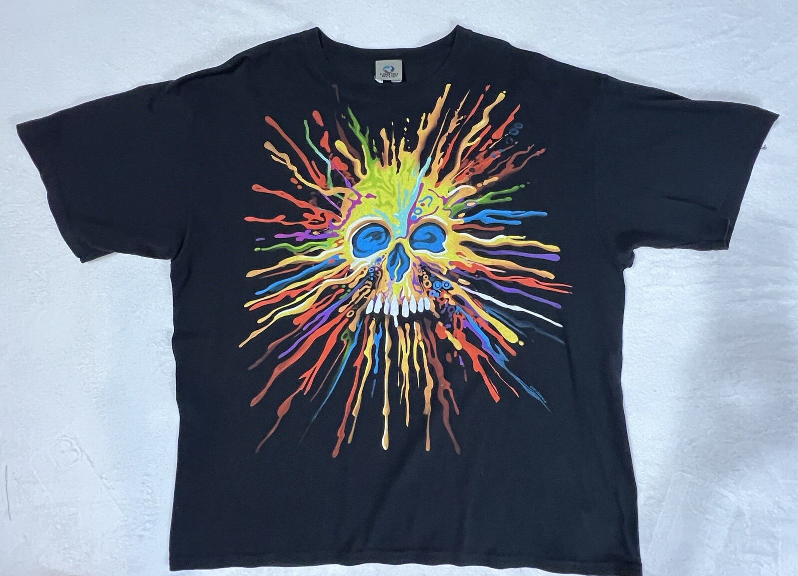 Liquid Blue Exploding Paint Psychedelic Skull Gra… - image 1