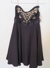 New Women’s Forever 21 Black Tube Dress (with Straps) Embroidered Beaded Size XS