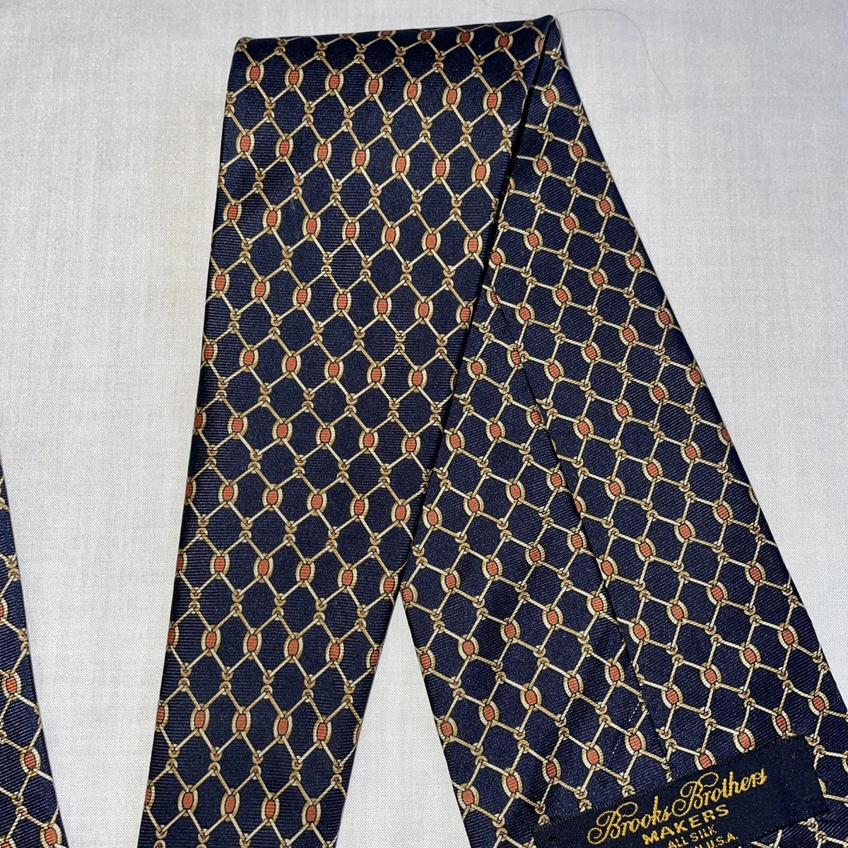 Brooks Brothers Makers Dress Tie Mens Size 56” Blue Chain