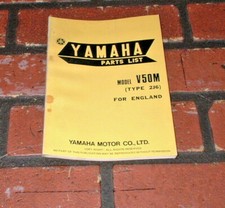 GENUINE YAMAHA V50M DEALERS ILLUSTRATED PARTS CATALOGUE.1977. FREE U.K. POST.