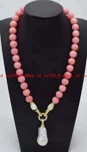 Rose naturelle Rhodochrosite ronde Gems blanc Keshi baroque Pearl Collier pendentif