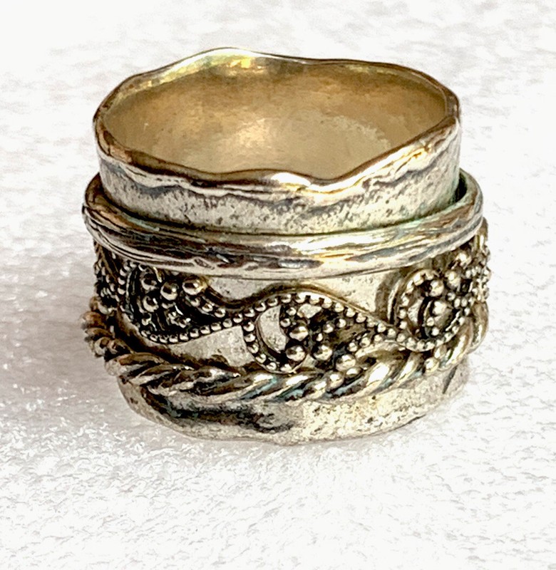 NWOT OR PAZ STERLING SILVER 925  WIDE SPINNER RING SZ 6 MADE IN ISRAEL PZ Au