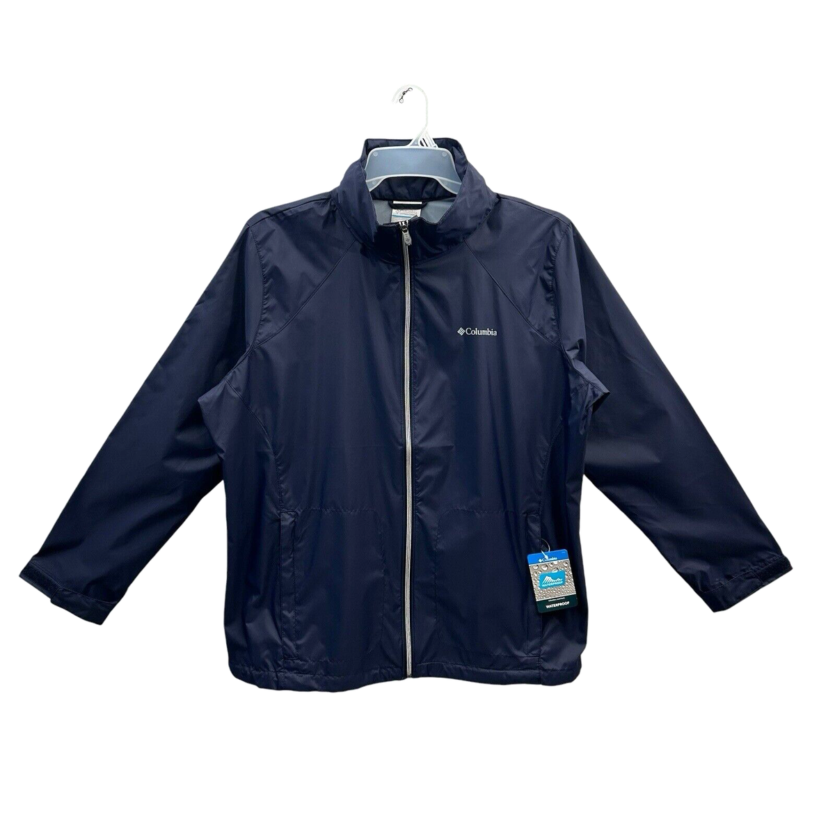 Columbia Women's Waterproof Rain Jacket Size 1X Navy Blue Hooded