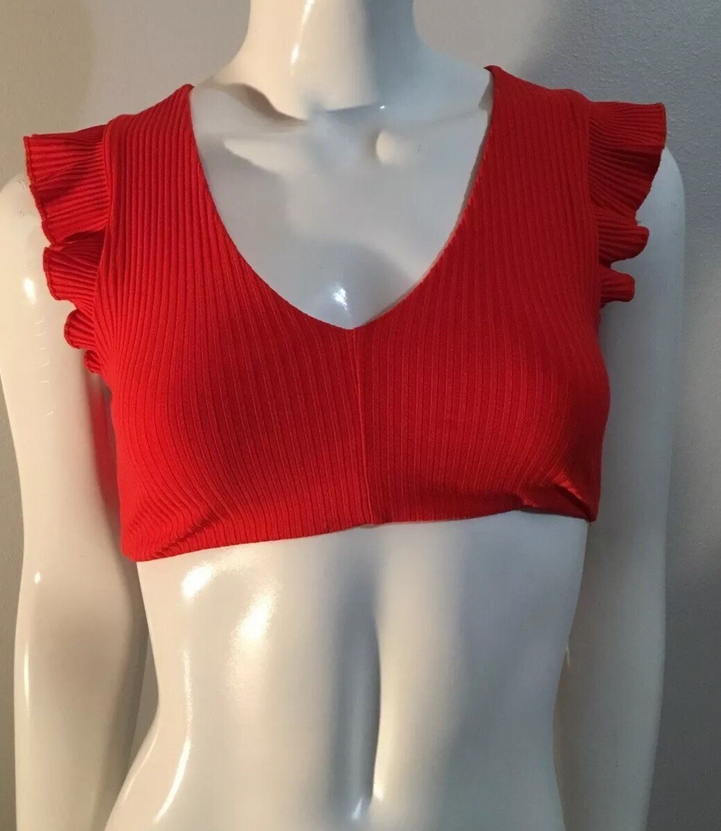 Wilfred Ribbed Red Cropped Top Shirt Blouse Size XS | eBay