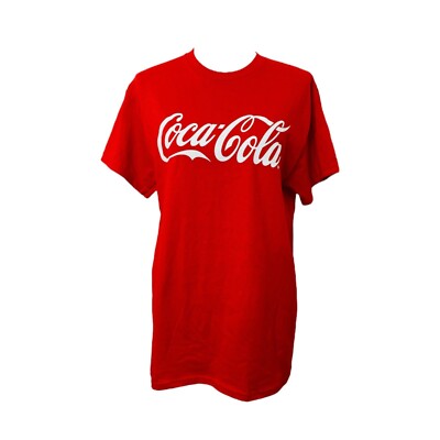 Gildan Coca Cola Shirt Mens Large Red Heavy Cotton Short Sleeve Crewneck