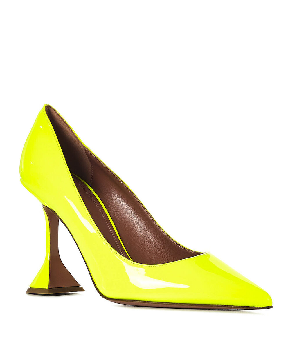 Amina Muaddi Yellow Ami 95 Patent Leather Pointed Neon Amina Muaddi Yellow Ami 95 Patent Leather Pointed Neon