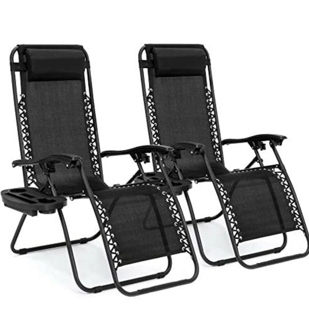 dlha Products Set of 2 Adjustable Steel Mesh Zero Gravity Lounge