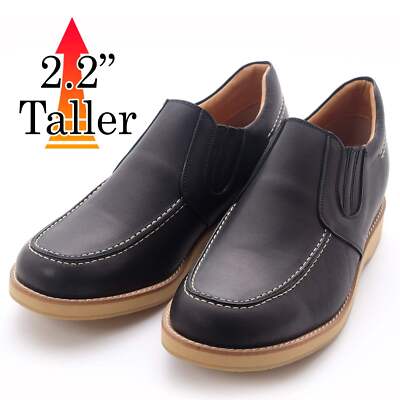 Japan Men's Elevator Shoes Height Increasing 2.2'' Taller Wide Slip-on Side Gore