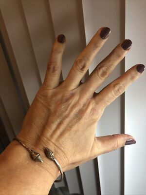 SB 925 Sterling JAmaica TRINIDAD Cocoa Pods Pointy Bulb Ends Cuff Bracelet  12.3g