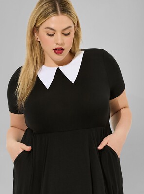 Womens Torrid Black Goth Girl Collared Dress Size 2 2X 18-20 NWT Halloween  | eBay