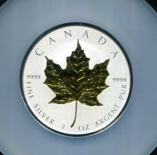 NGC- REVERSE PF-70 2019 Canada Incuse-Gilt 40th Anniv. Silver $50 Maple Leaf - Picture 4 of 4