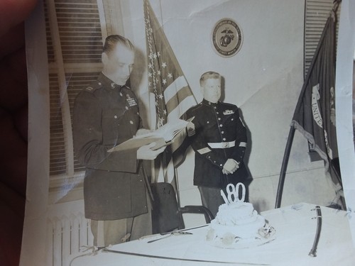 2 Vintage Photos "180th Birthday U.S. Marines" Military History Collect Snapshot - Picture 2 of 3