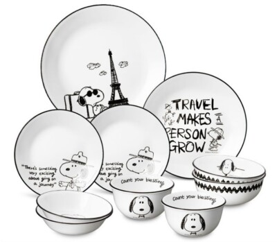 SNOOPY スヌーピー　コレール　食器10点セット CORELLE 廃盤 Corelle x Peanuts Travel Snoopy Round 10p Set/Dinnerware/Plate