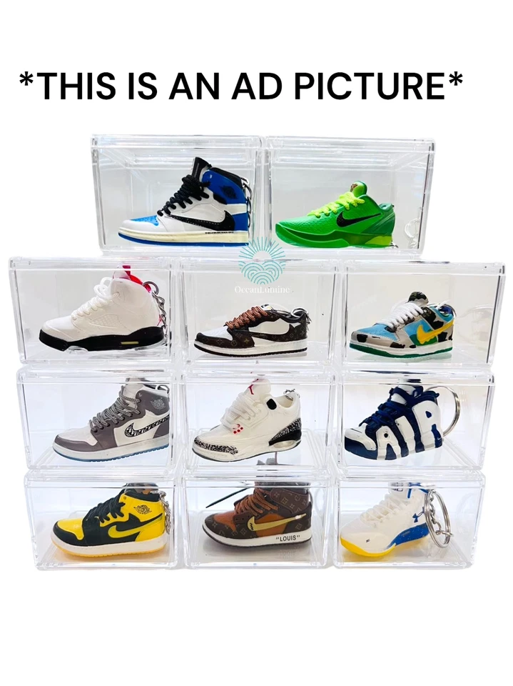 Melhor Qualidade Jordan 3D Mini Tênis Chaveiro, Caixa de Sapatos, Opção de Caixa de Exibição - Imagem 4 de 4