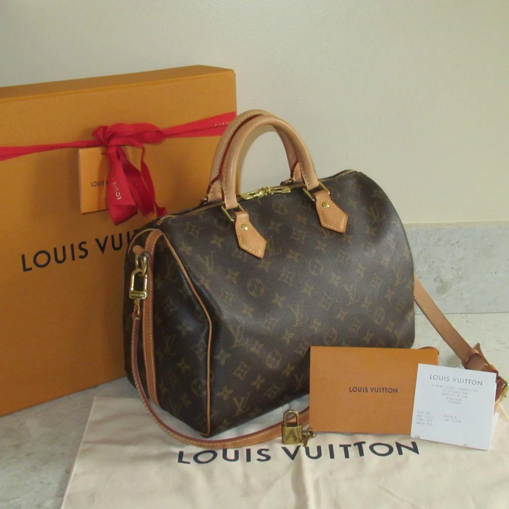 2019 RECEIPT Louis Vuitton Damier Azur Bandouliere Speedy 30 STRAP Bag  $1890+TAX