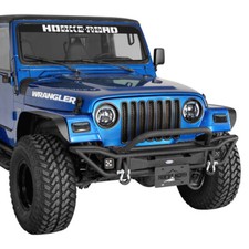 Tubular Front Bumper W Led Spotlights Fit 1997-2006 Jeep Wrangler Tj