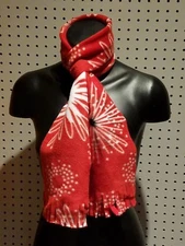 Handmade Women's/Mens Red & White Explosion Fireworks Flower Fleece Winter Scarf