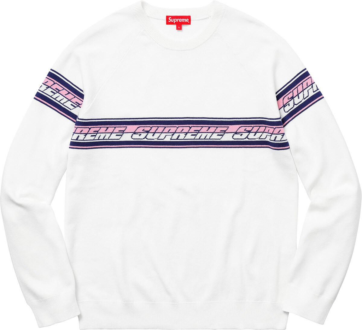 Supreme Striped Raglan Sweater Black/Red/White (SS18SK9) Men