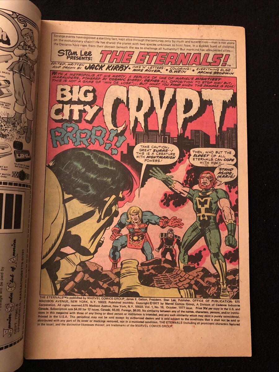 ETERNALS 16 6.5 MARVEL 1977 THE THING IN THE BIG CITY CRYPT