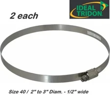 2x IDEAL Tridon 625-40 SAE 40 2” to 3” Stainless Steel Hose Clamp